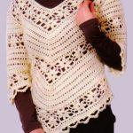 Crochet pullover PATTERN, granny squares crochet V-neck tunic pattern.