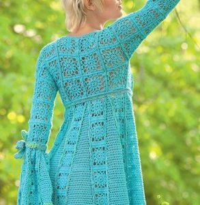 Crochet dress PATTERN, empire waist crochet dress with granny squares ...