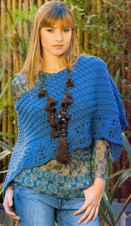 Crochet poncho PATTERN, warm cover up, asymmetric crochet poncho ...