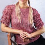 Crochet top PATTERN, crochet blouse with ruffles, elbow sleeves top pattern.